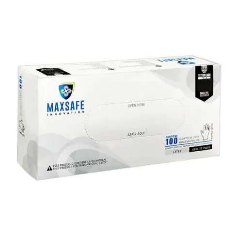 GUANTE MAXSAFE LATEX BAJO POLVO 100PZ