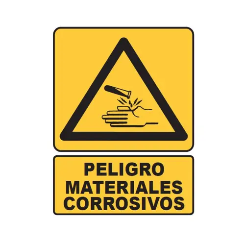 SEÑALETICA 132 PELIGRO MATERIALES CORROSIVOS 28X36 