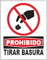 SEÑALETICA 02B PROHIBIDO TIRAR BASURA 28x36