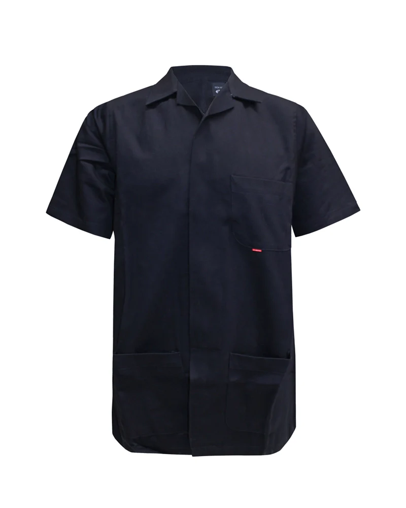 BATA AZUL MANGA CORTA 80/20