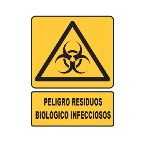 SEÑALETICA 135 PELIGRO RESIDUOS BIOLOGICO INF 