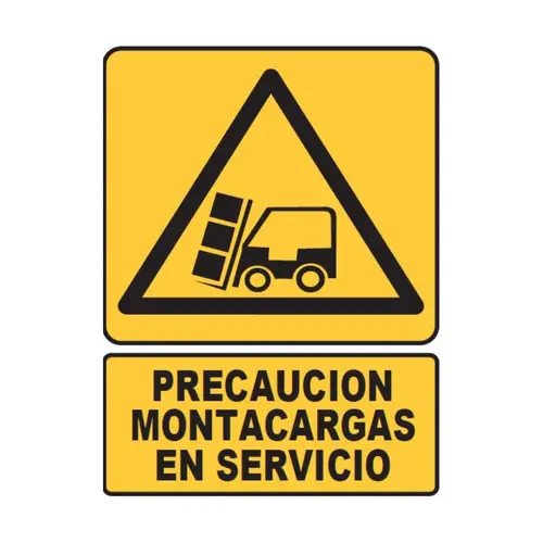 SEÑALETICA 16 PRECAUCION MONTACARGAS EN SERVICIO