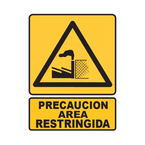[SEÑ58-36] SEÑALETICA 58 PRECAUCION AREA RESTRINGIDA 28x36