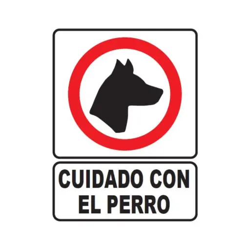 [SEÑ71-36] SEÑALETICA 71 CUIDADO CON EL PERRO 28x36