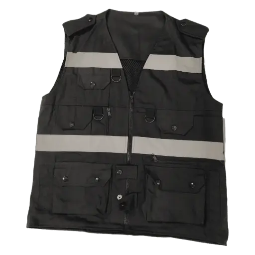 CHALECO TIPO CAZADOR NEGRO